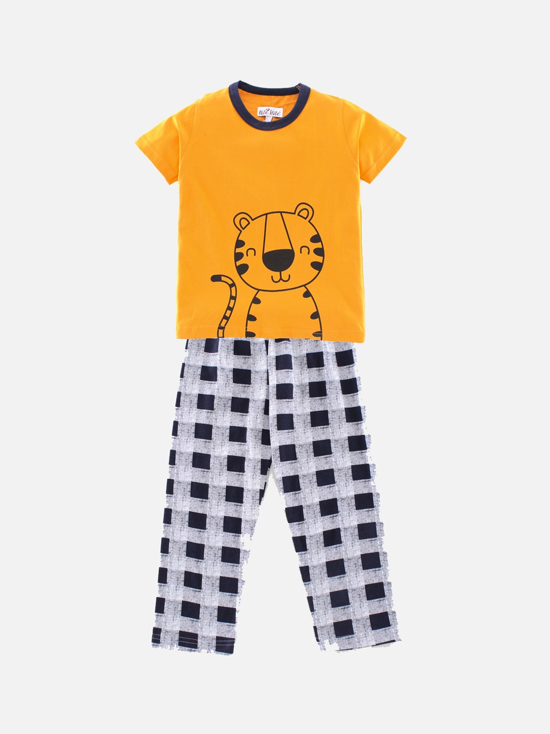 

Nite Flite Kids Yellow & Black Printed Night suit
