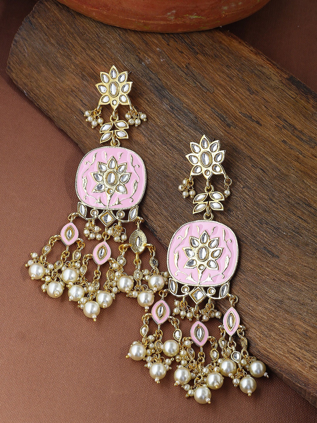 Shoshaa Women Pink Contemporary Jhumkas
