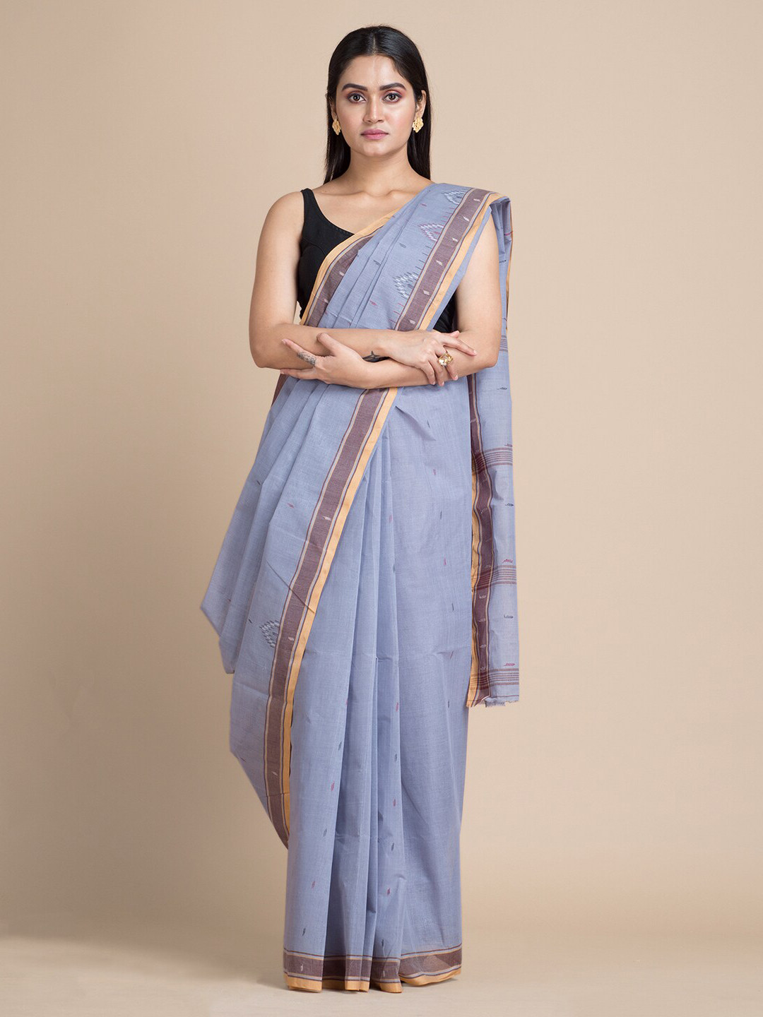 

Mitera Purple Pure Cotton Solid Taant Saree