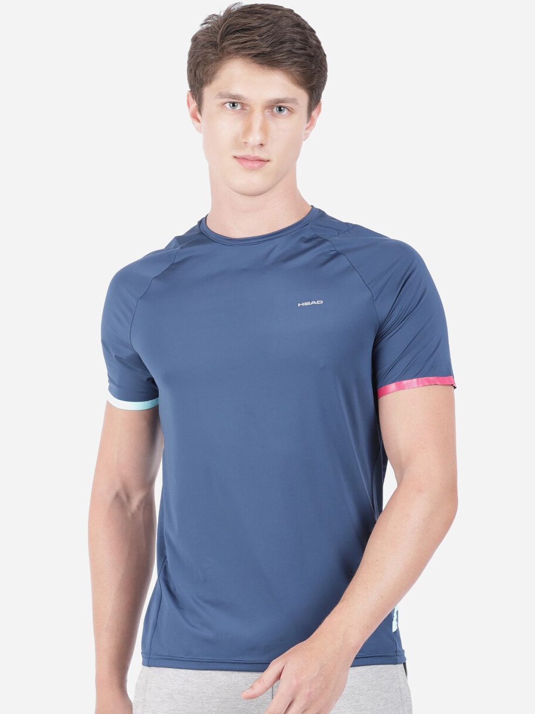 

Head Men Blue Blue Anti-Viral Round Neck Training T-Shirt