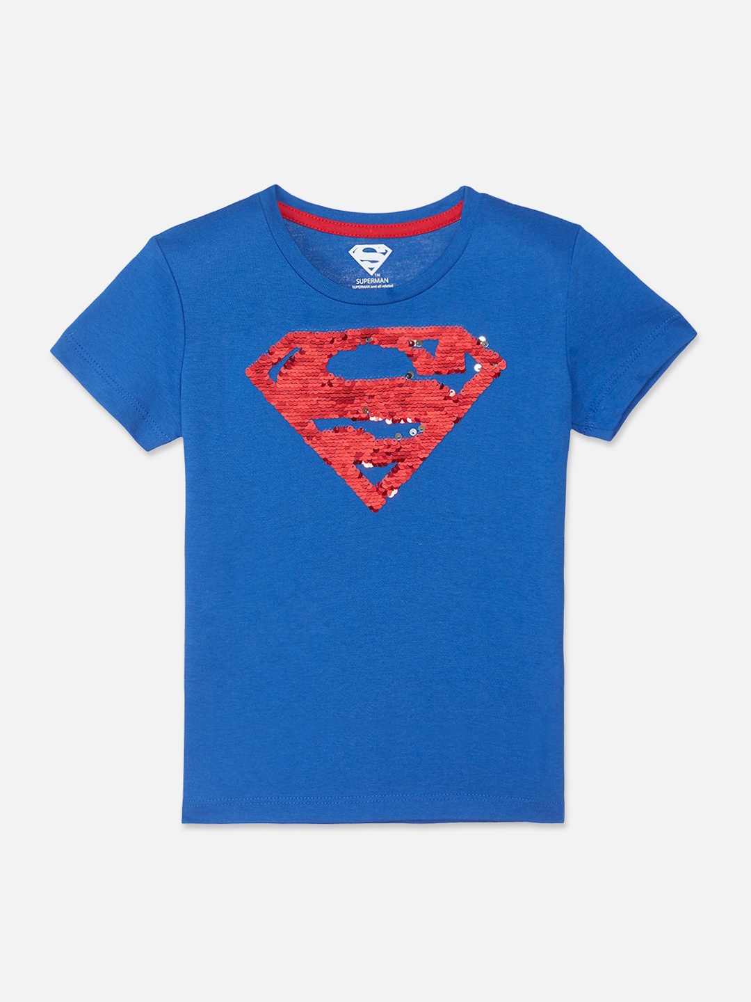 

Kids Ville Boys Blue Superman Sequined Round Neck T-shirt