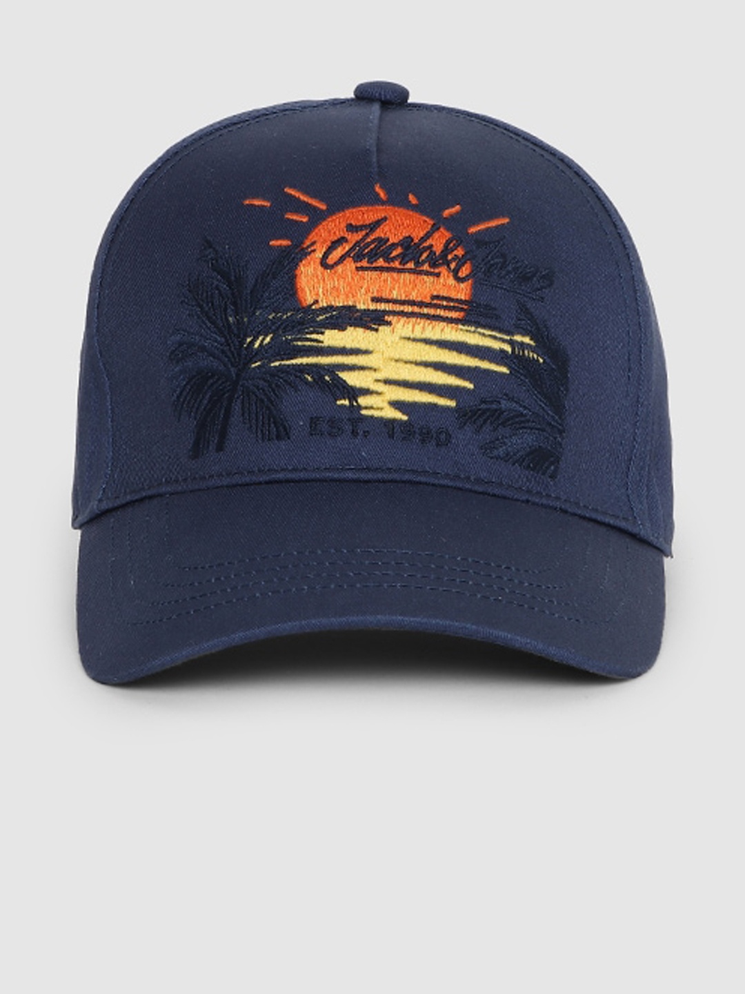 

Jack & Jones Men Navy Blue & Orange Embroidered Baseball Cap