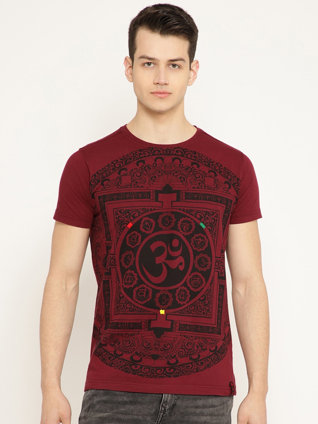 

PUNK Men Red Printed Round Neck T-shirt