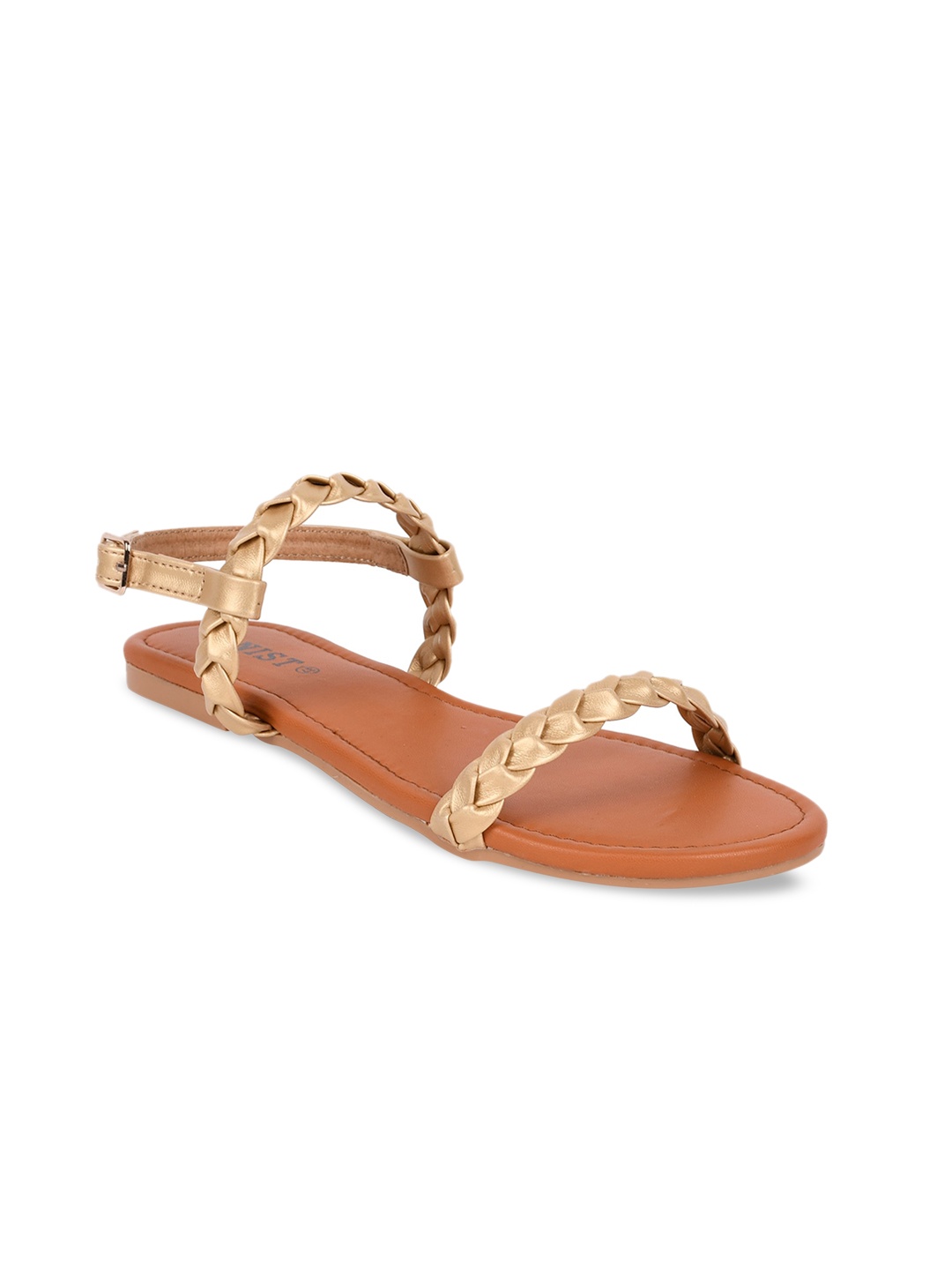 

GNIST Women Gold-Toned Solid Open Toe Flats