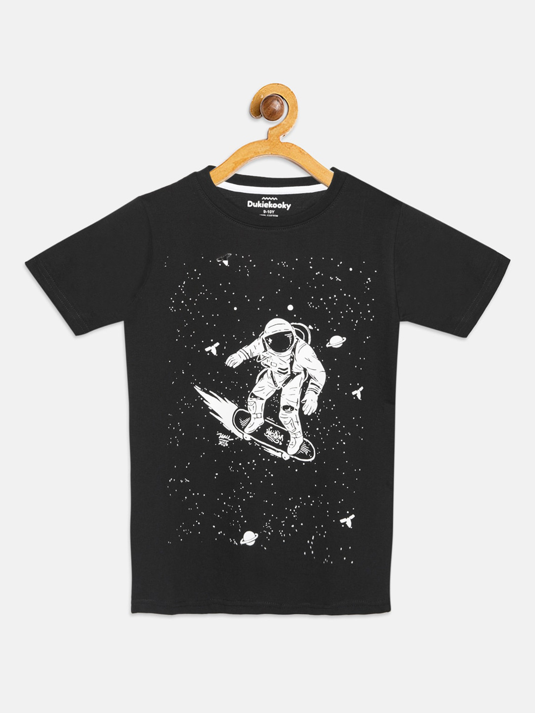 

DukieKooky Boys Black Printed Round Neck T-shirt
