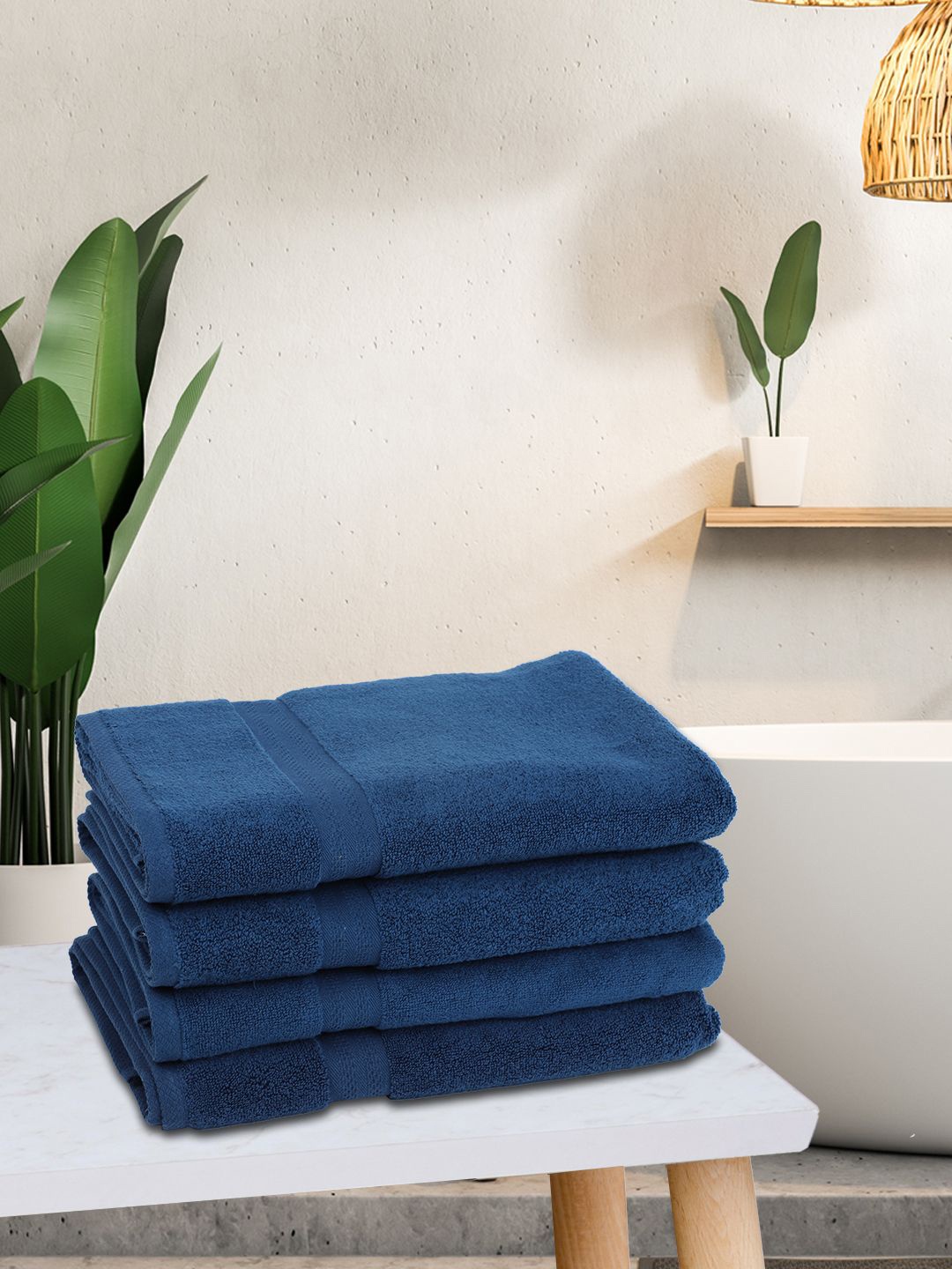 

BIANCA Set of 4 Zero-Twist Pure Cotton Ultra-Fluffy Bath Towels, Blue