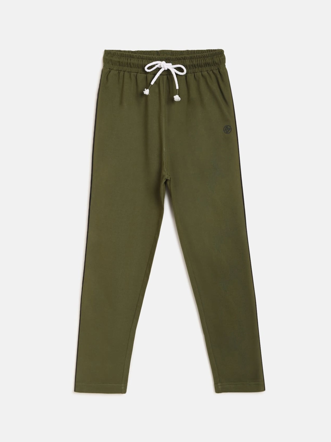 

Lil Tomatoes Boys Olive Green Solid Straight-Fit Track Pants