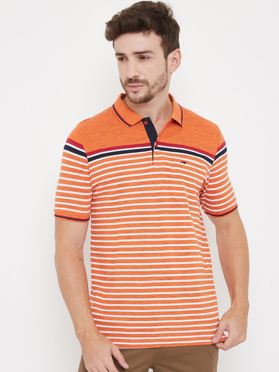 

NEVA Men Multicoloured Striped Polo Collar T-shirt, Multi