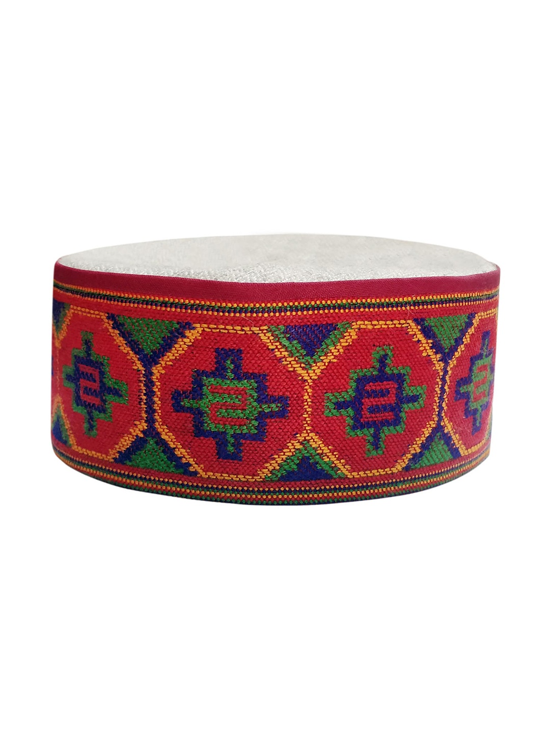 Vastraa Fusion Unisex Red & White Embroidered Beanie
