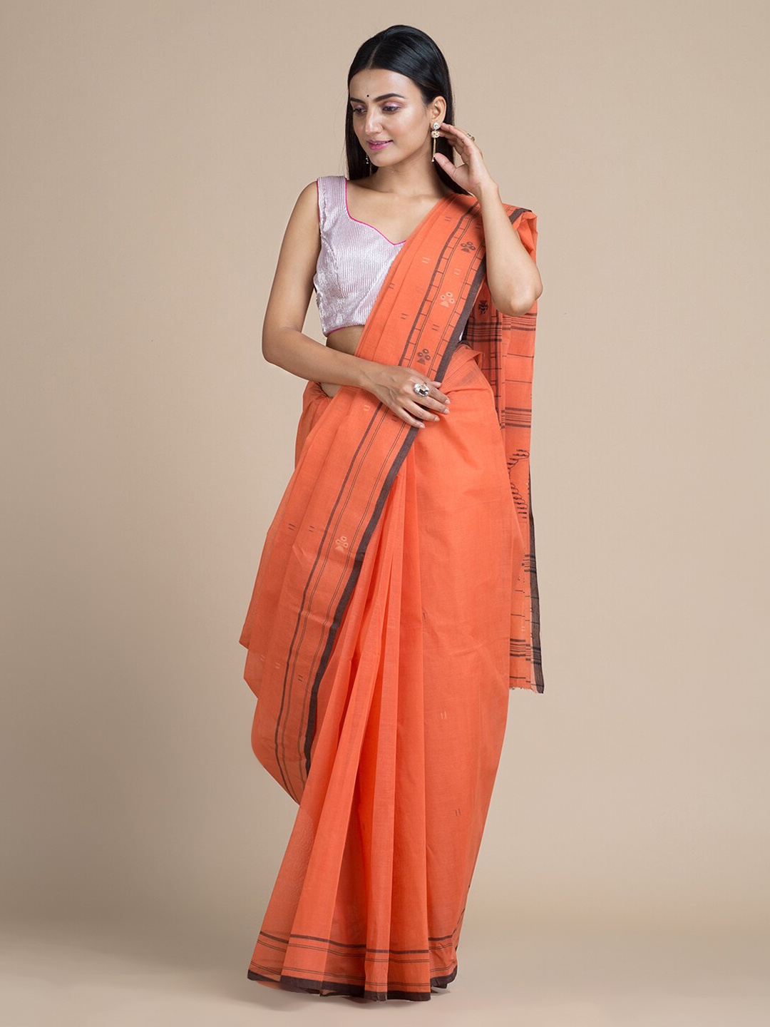 Mitera Coral Pure Cotton Woven Design Taant Saree