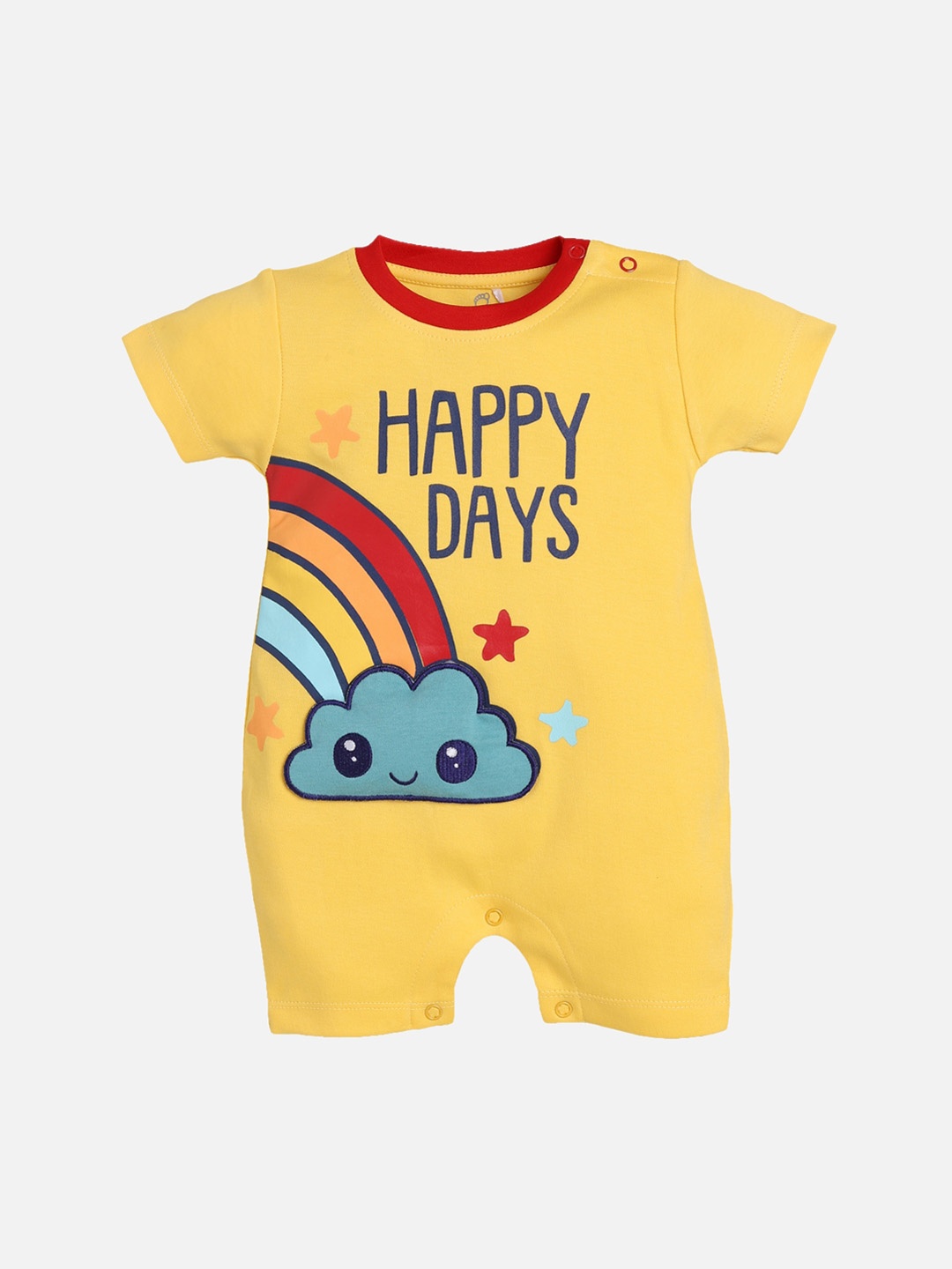 BABY GO Infant Kids Yellow & Red Printed Romper