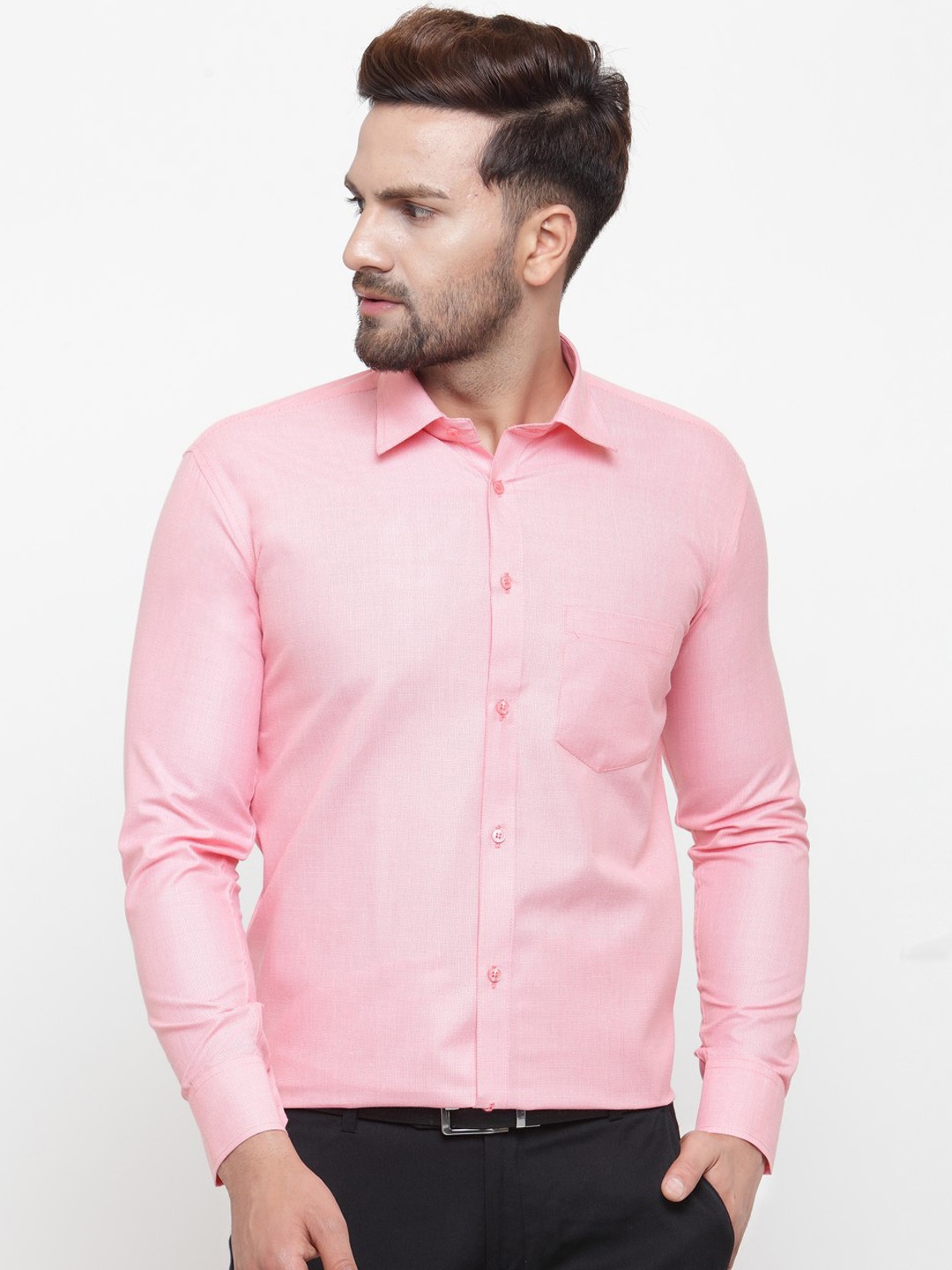 

JAINISH Men Pink Regular Fit Solid Formal Shirt