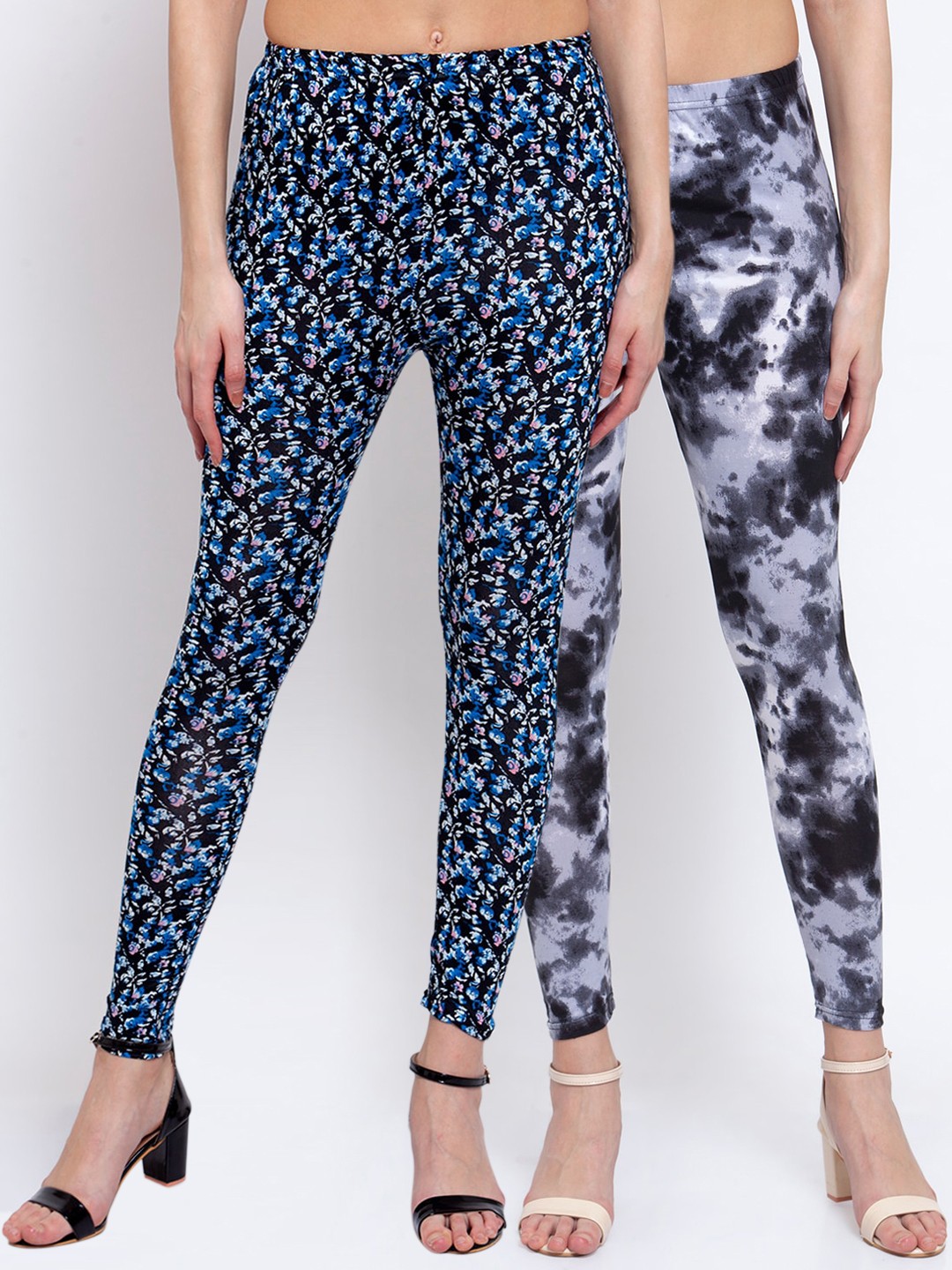 

KLOTTHE Women Pack Of 2 Printed Ankle-Length Leggings, Grey