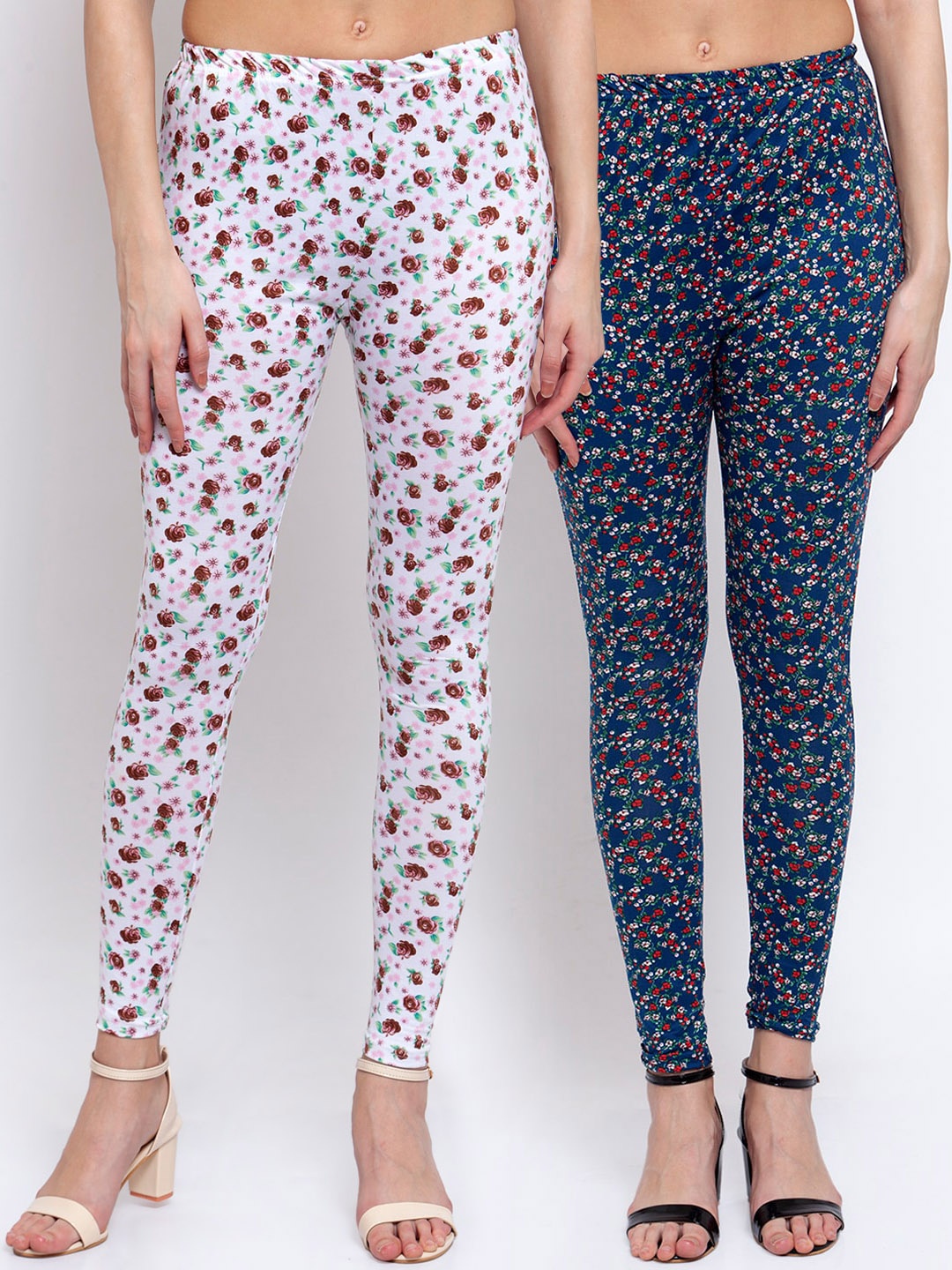 

KLOTTHE Women Pack Of 2 Printed Ankle-Length Leggings, White