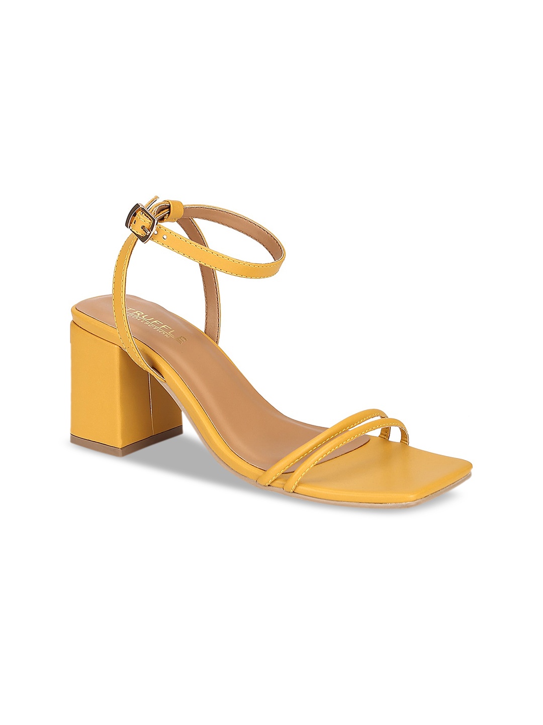 

Truffle Collection Women Mustard Yellow Solid Block Heels