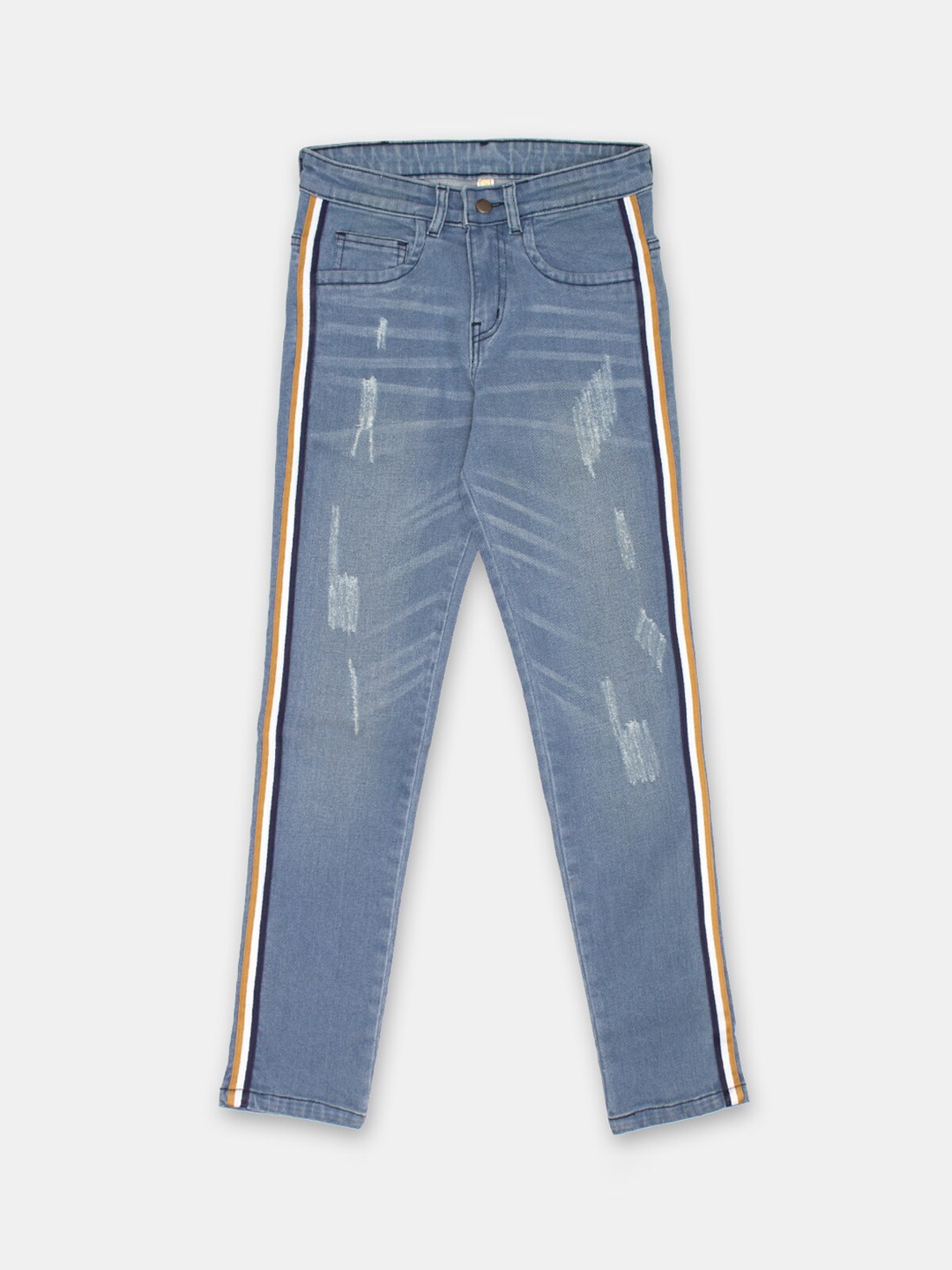 

Instafab Boys Blue Regular Fit Mid-Rise Low Distress Jeans