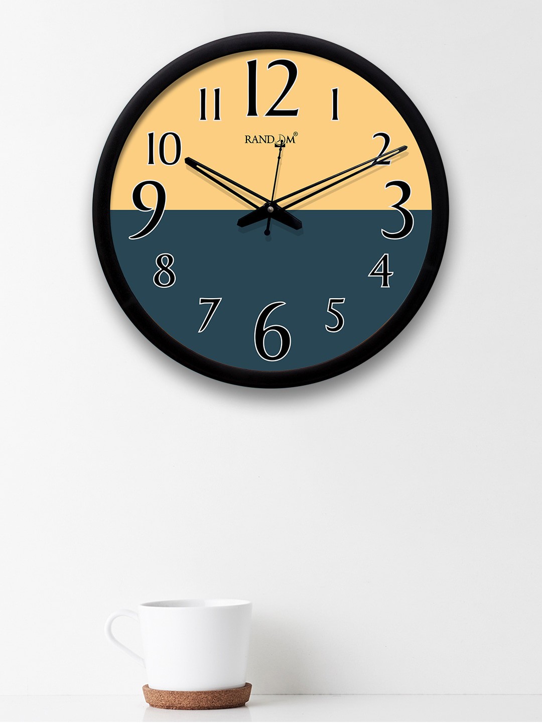 

RANDOM Navy Blue & Yellow Round Colourblocked 30.4 cm Analogue Wall Clock