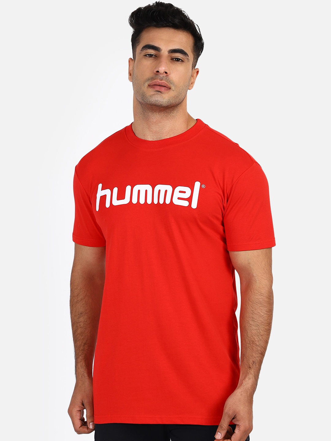 

hummel Men Red Printed Round Neck T-shirt