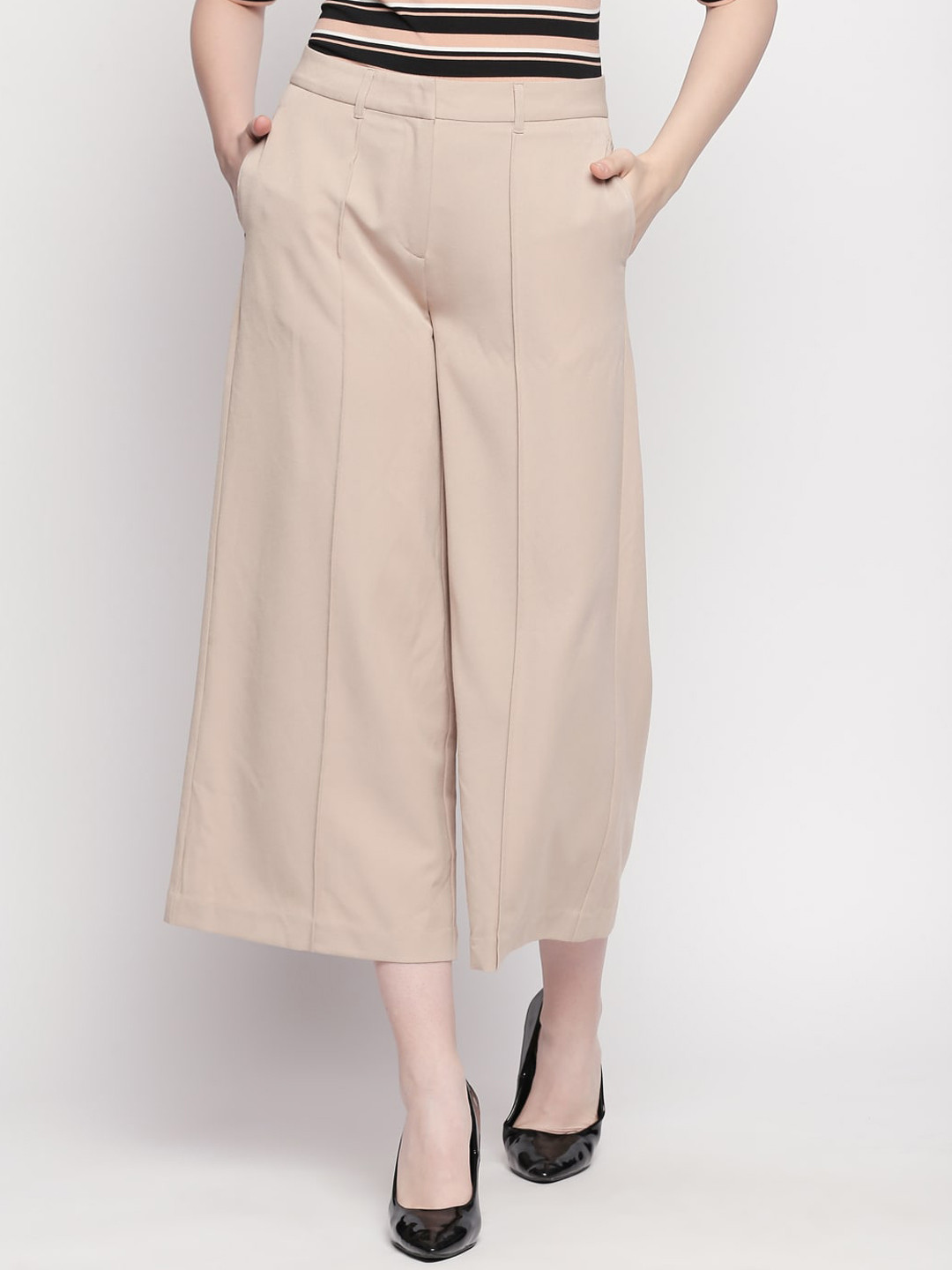 

Annabelle by Pantaloons Women Beige Regular Fit Solid Culottes