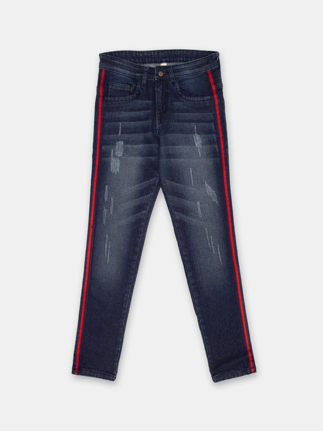 

Instafab Boys Navy Blue Regular Fit Mid-Rise Highly Distressed Jeans
