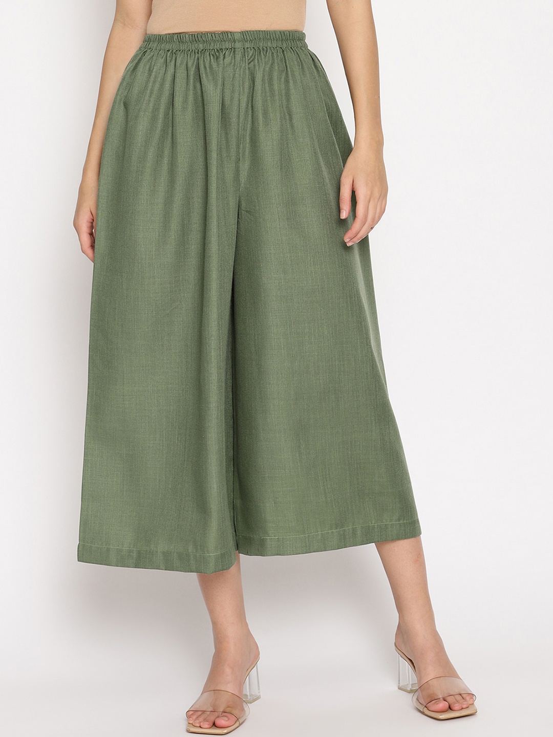 

trueBrowns Women Olive Green Palazzo