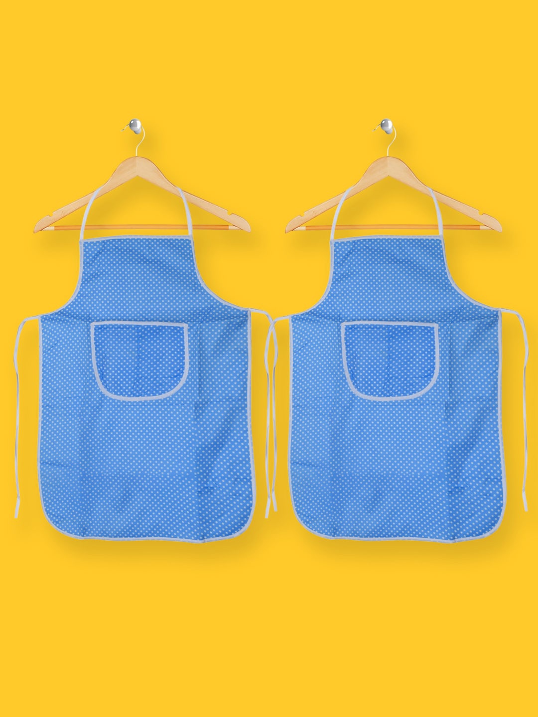 

Kuber Industries Unisex Pack Of 2 Polka Dot Printed Kitchen Aprons, Blue