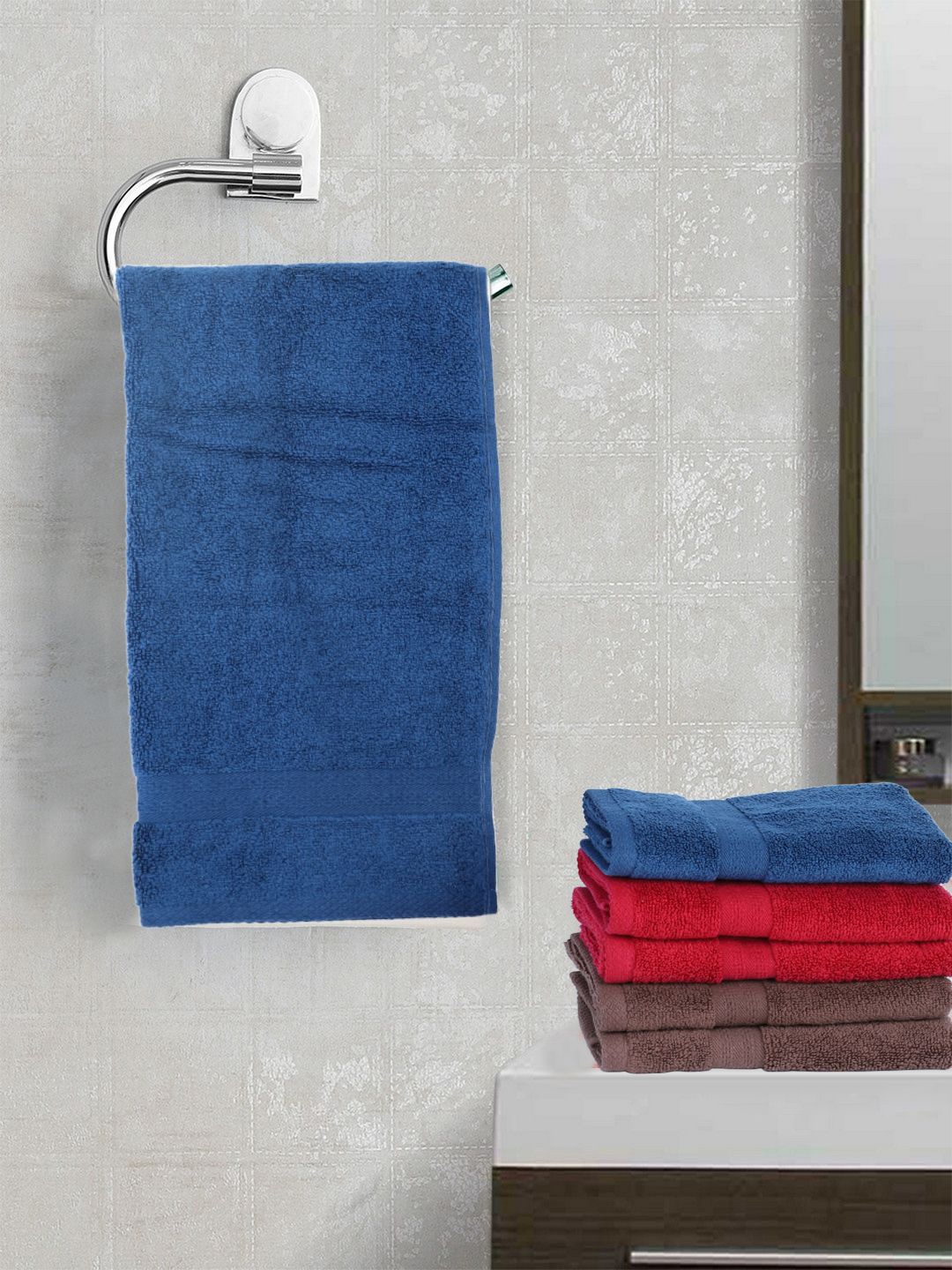 

BIANCA Set of 6 Multicoloured Cotton 500 GSM Hand Towels, Multi
