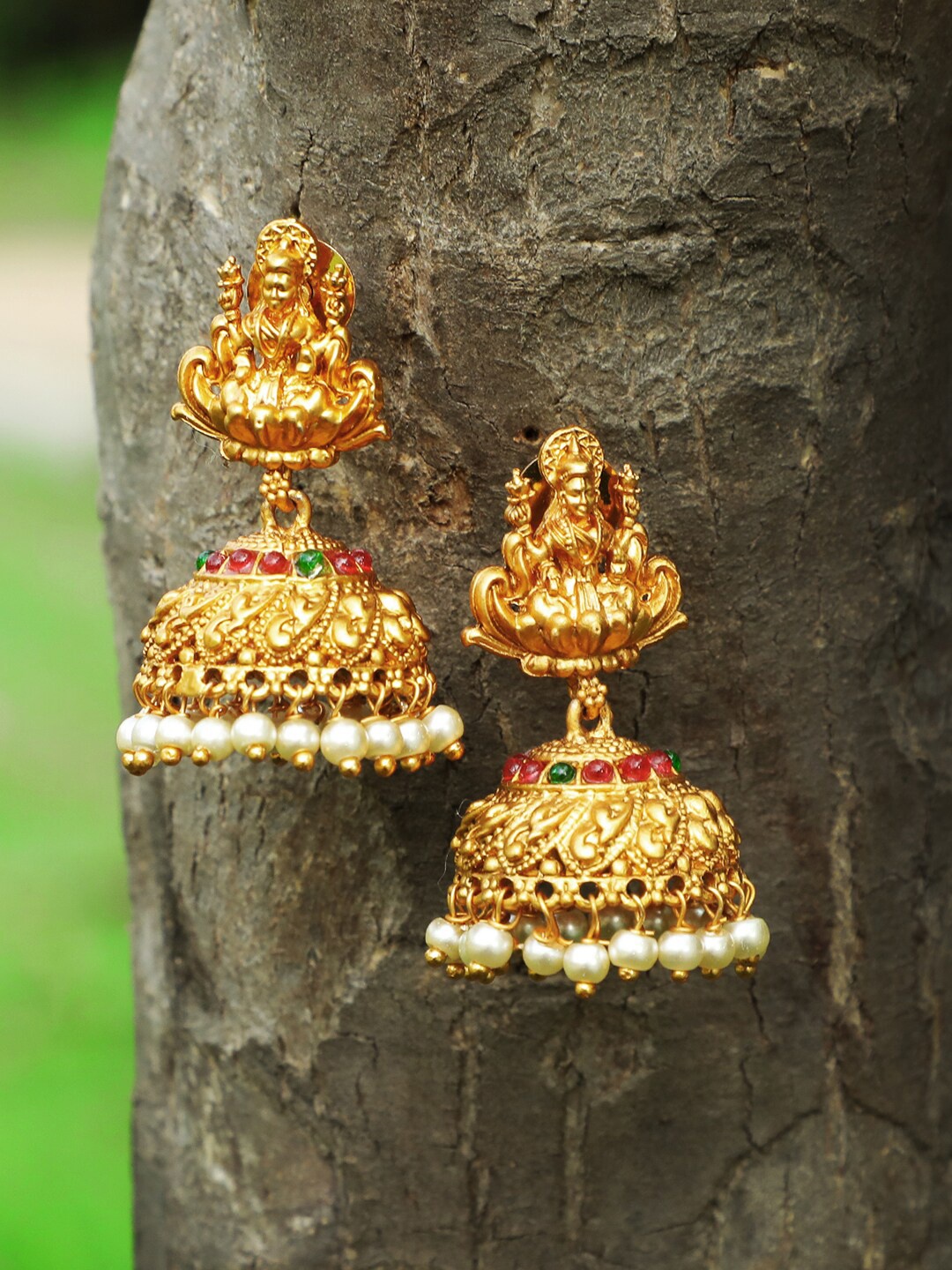 Adwitiya Collection Gold-Toned Dome Shaped Jhumkas