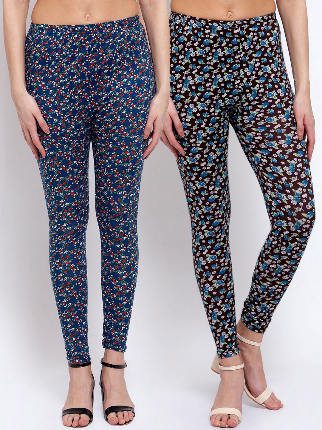 

KLOTTHE Women Pack Of 2 Printed Ankle-Length Leggings, Black