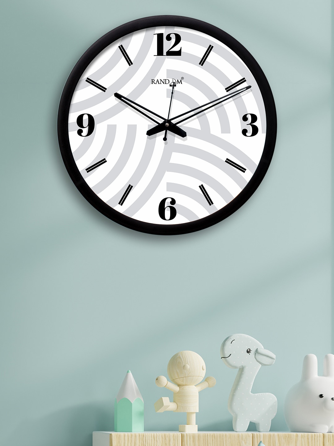 

RANDOM White & Grey Round Printed 30.4 cm Analogue Wall Clock