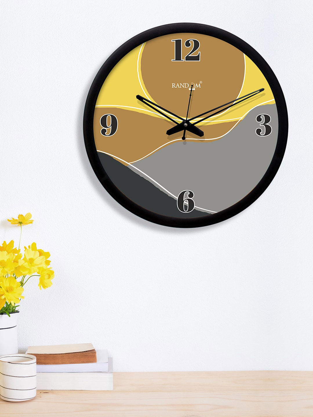 

RANDOM Grey & Beige Round Colourblocked 30.4 cm Analogue Wall Clock