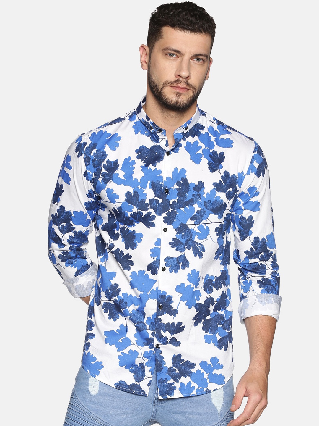 

SHOWOFF Men Blue Slim Fit Printed Casual Shirt