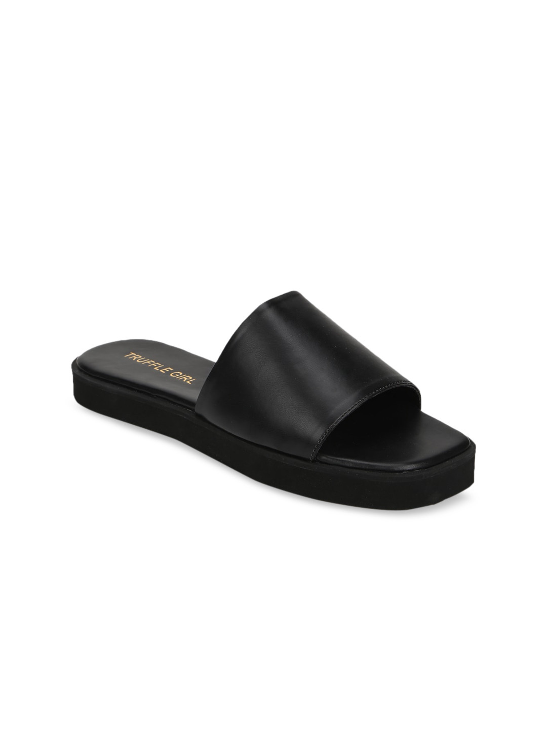 

Truffle Collection Women Black Solid PU Open Toe Flats