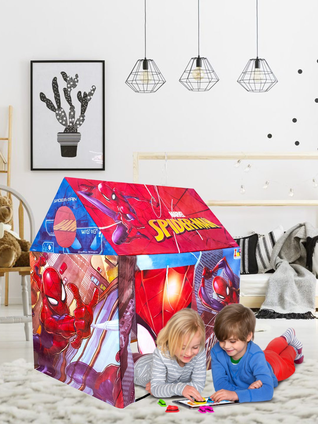 

ITOYS Kids Red & Blue Marvel Spiderman Printed Kids Play Tent House