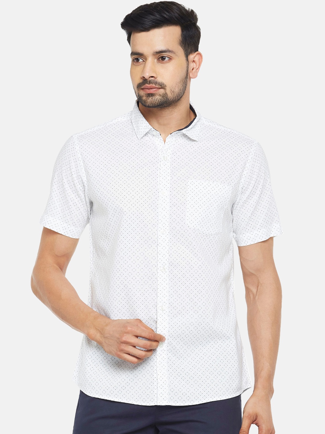 

BYFORD by Pantaloons Men White Slim Fit Printed Casual Shirt