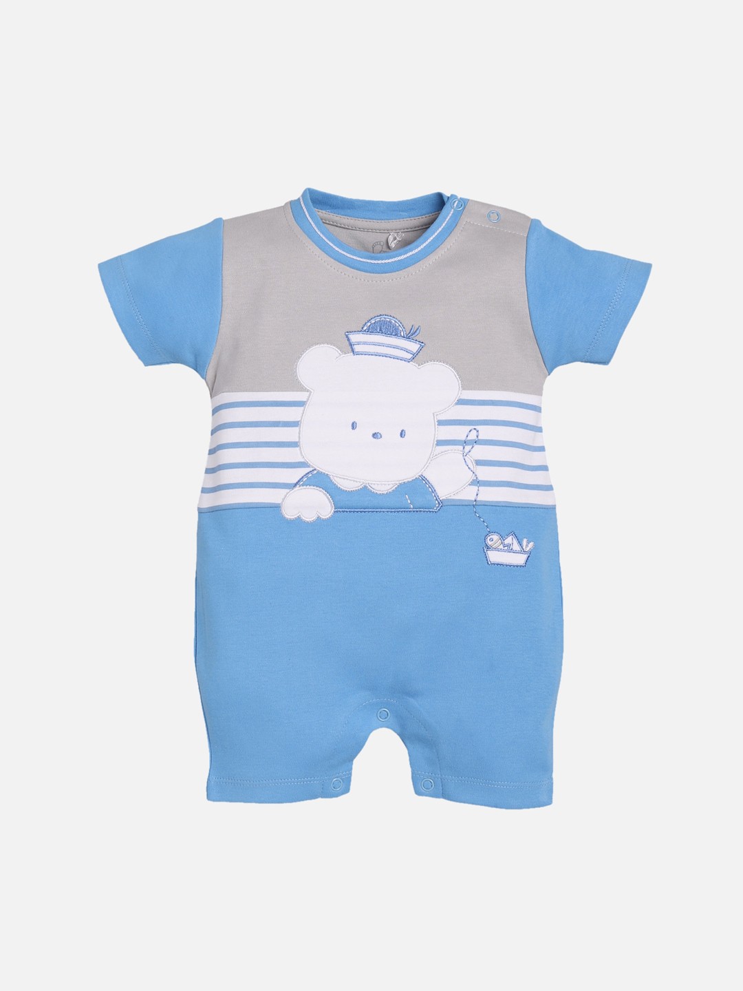 

BABY GO Infant Kids Blue & Grey Colourblocked Romper