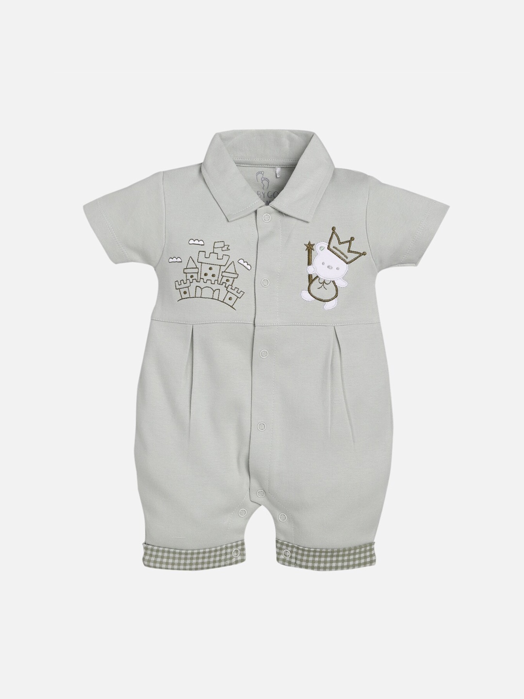 

BABY GO Infant Kids Grey Appliqued Rompers