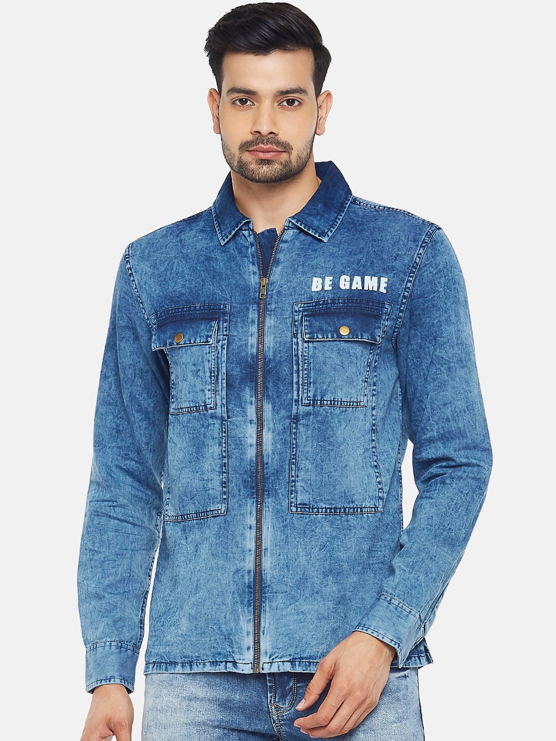 

SF JEANS by Pantaloons Men Blue Slim Fit Faded Casual Shirt