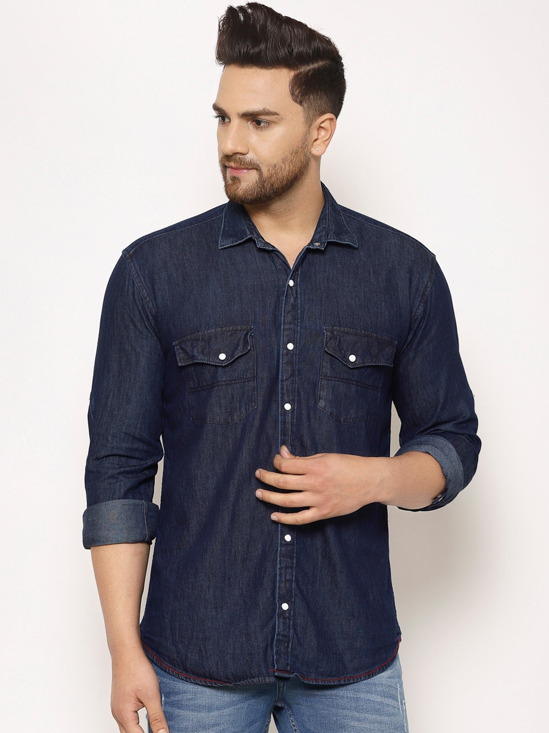 

TNG Men Blue Slim Fit Solid Casual Shirt