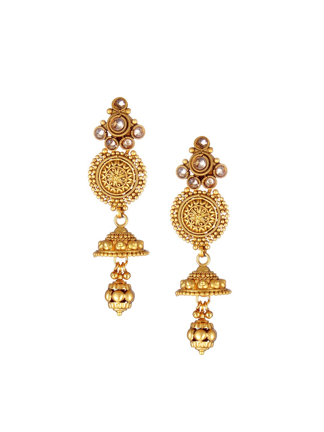 

Adwitiya Collection Gold-Toned Contemporary Jhumkas
