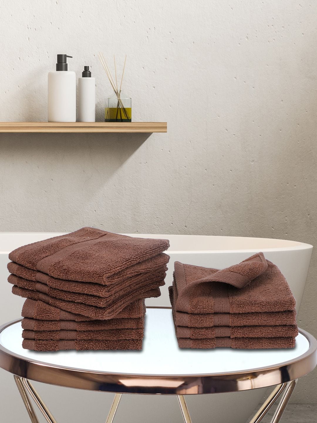 

BIANCA Set of 12 Brown Zero-Twist 100% Cotton Ultra-Fluffy Face Towels