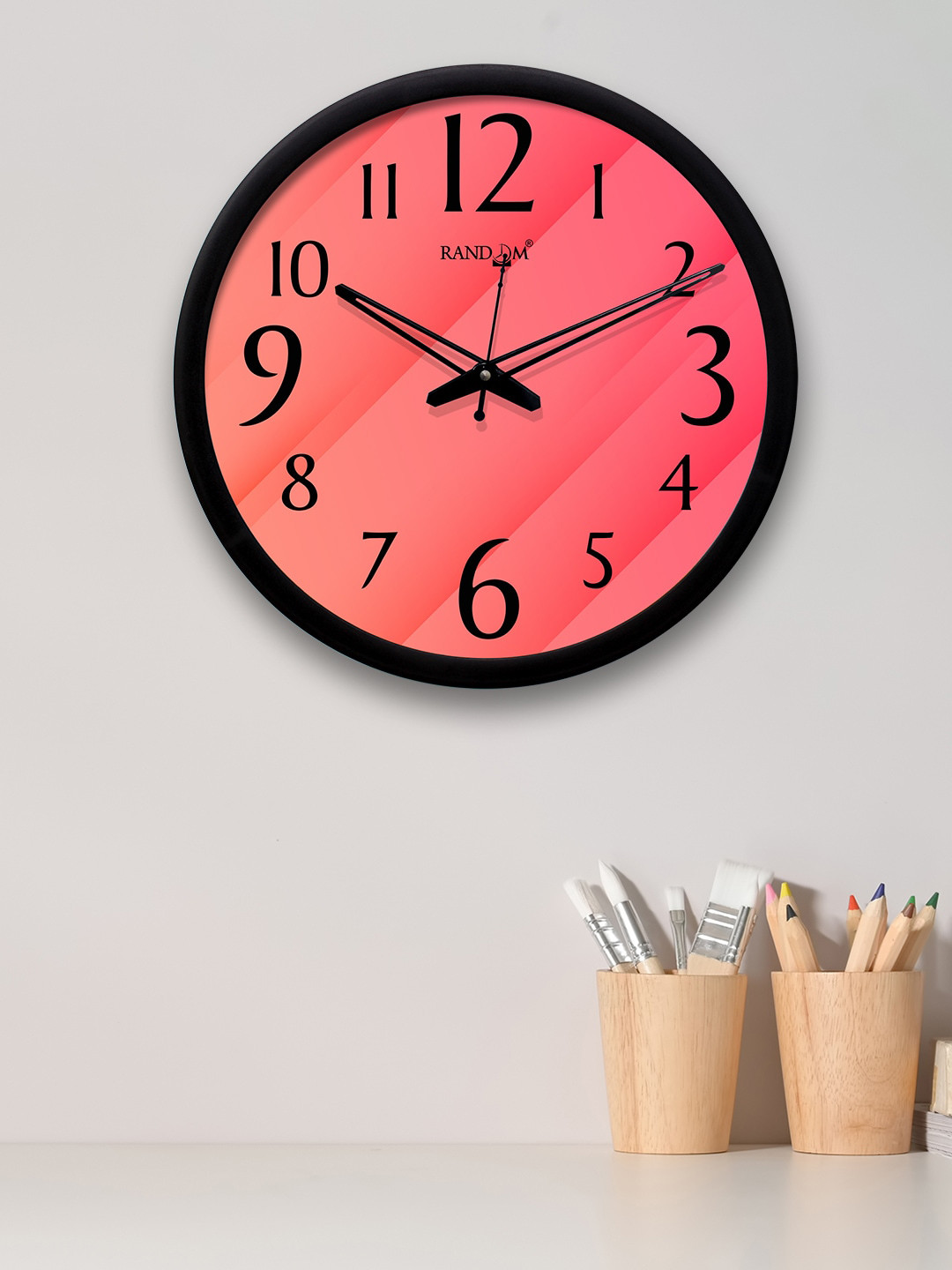 

RANDOM Pink Round Colourblocked 30.4 cm Analogue Wall Clock