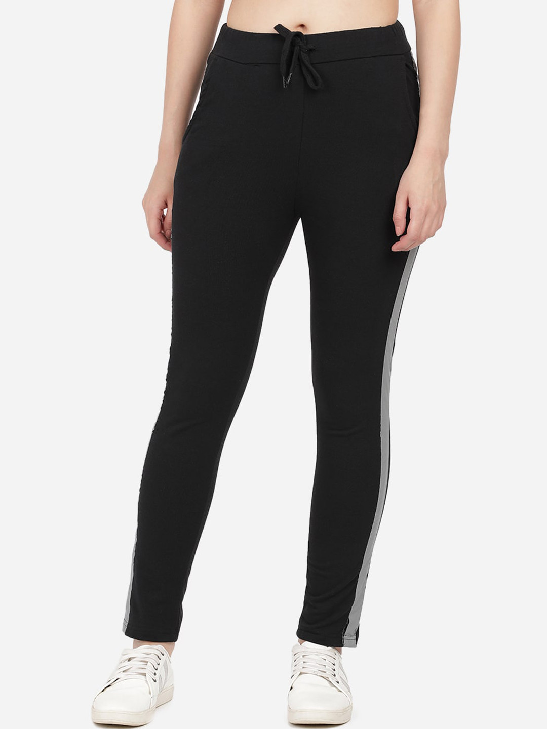 

BEVERLY BLUES Women Black Solid Slim-Fit Track Pants