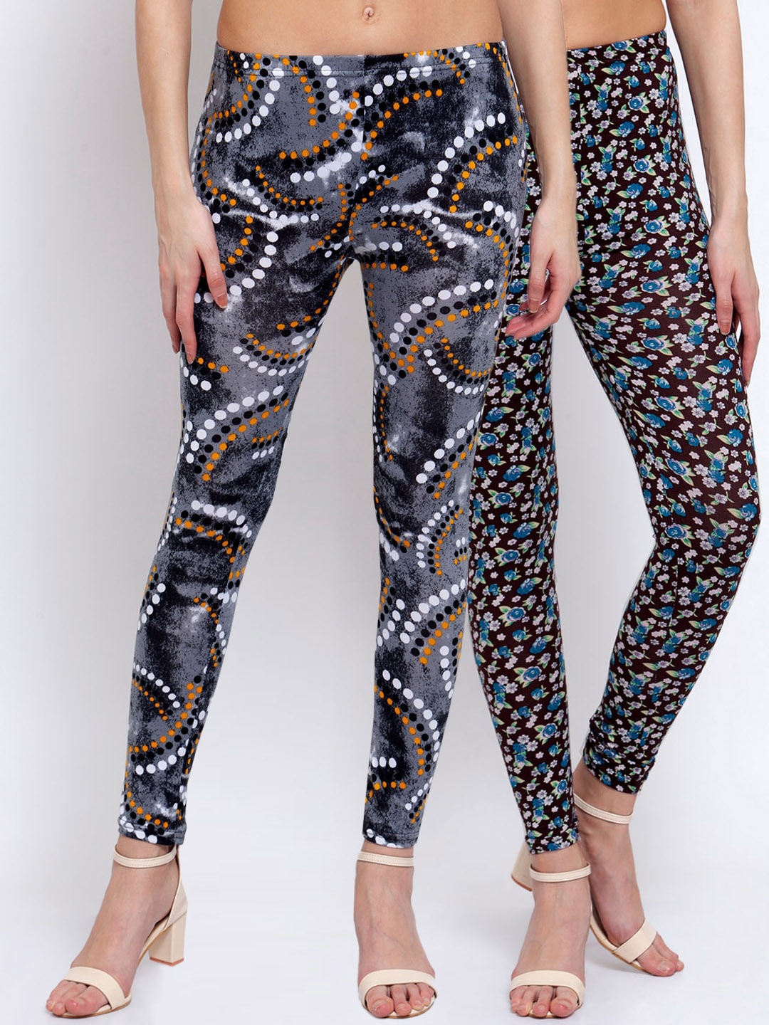 

KLOTTHE Women Pack Of 2 Printed Ankle-Length Leggings, Black