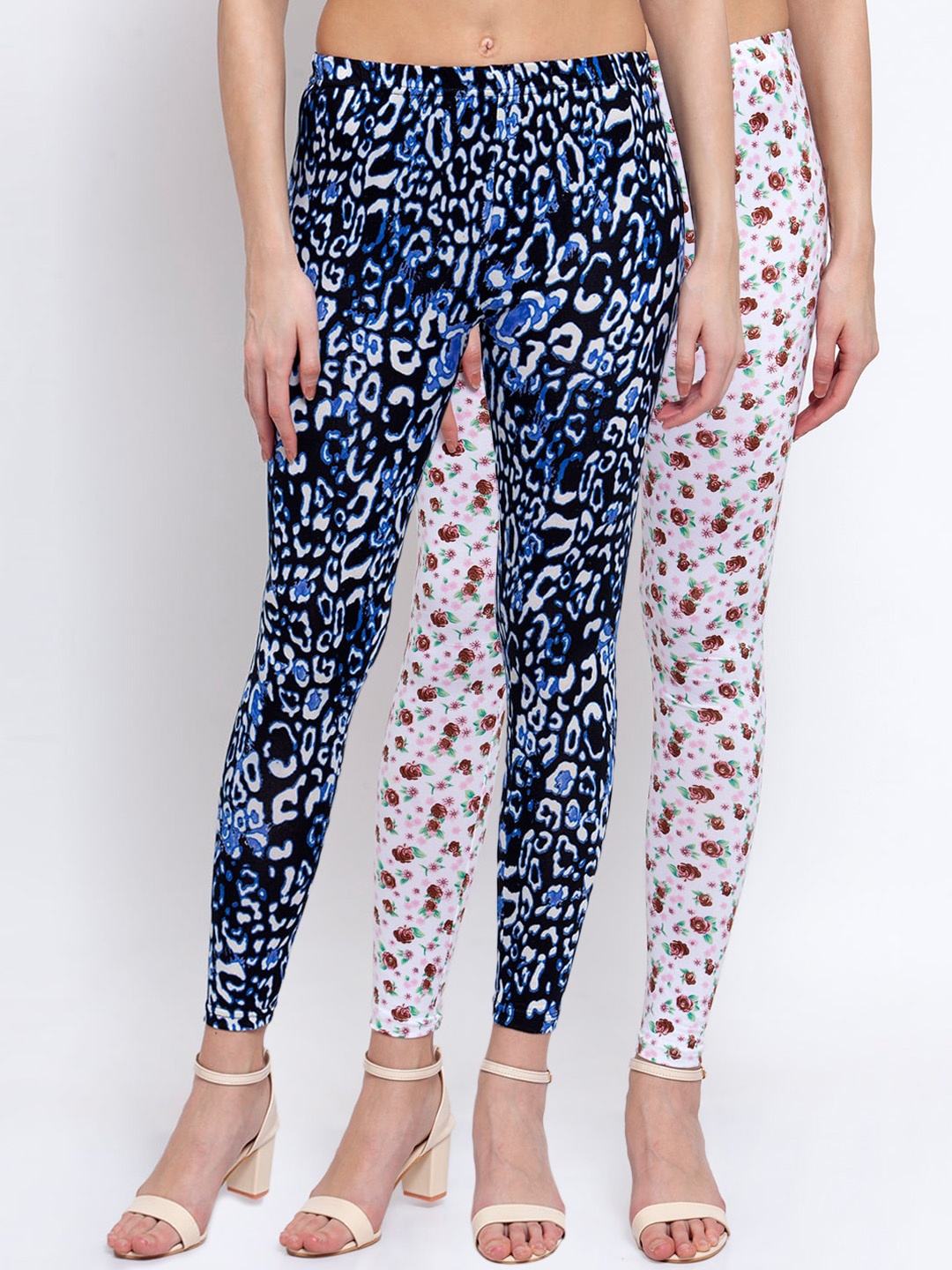 

KLOTTHE Women Pack Of 2 Multicoloured Printed Ankle-Length Leggings, Blue
