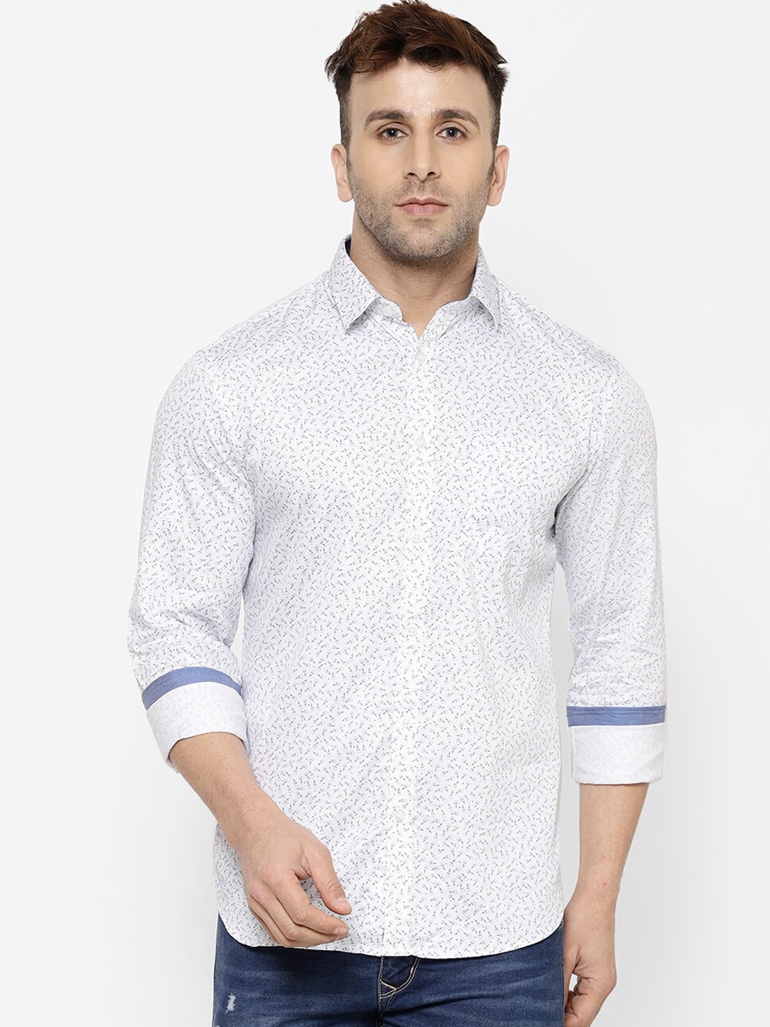 

cape canary Men White Regular Fit Printed Casual Shirt