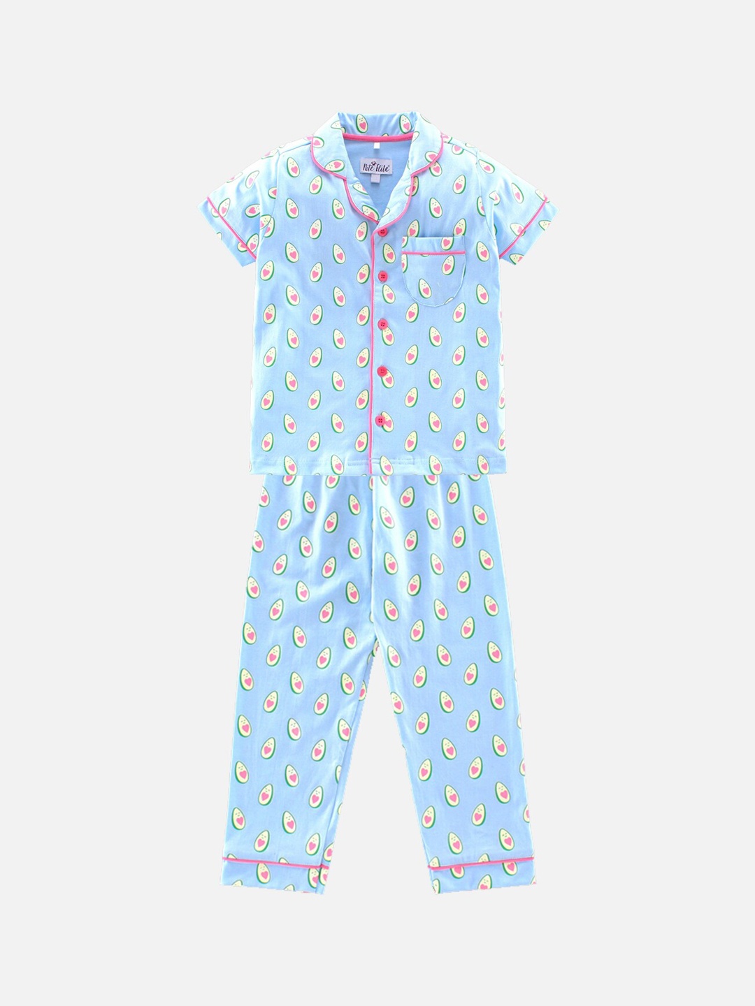

Nite Flite Unisex Kids Blue & Pink Printed Night suit