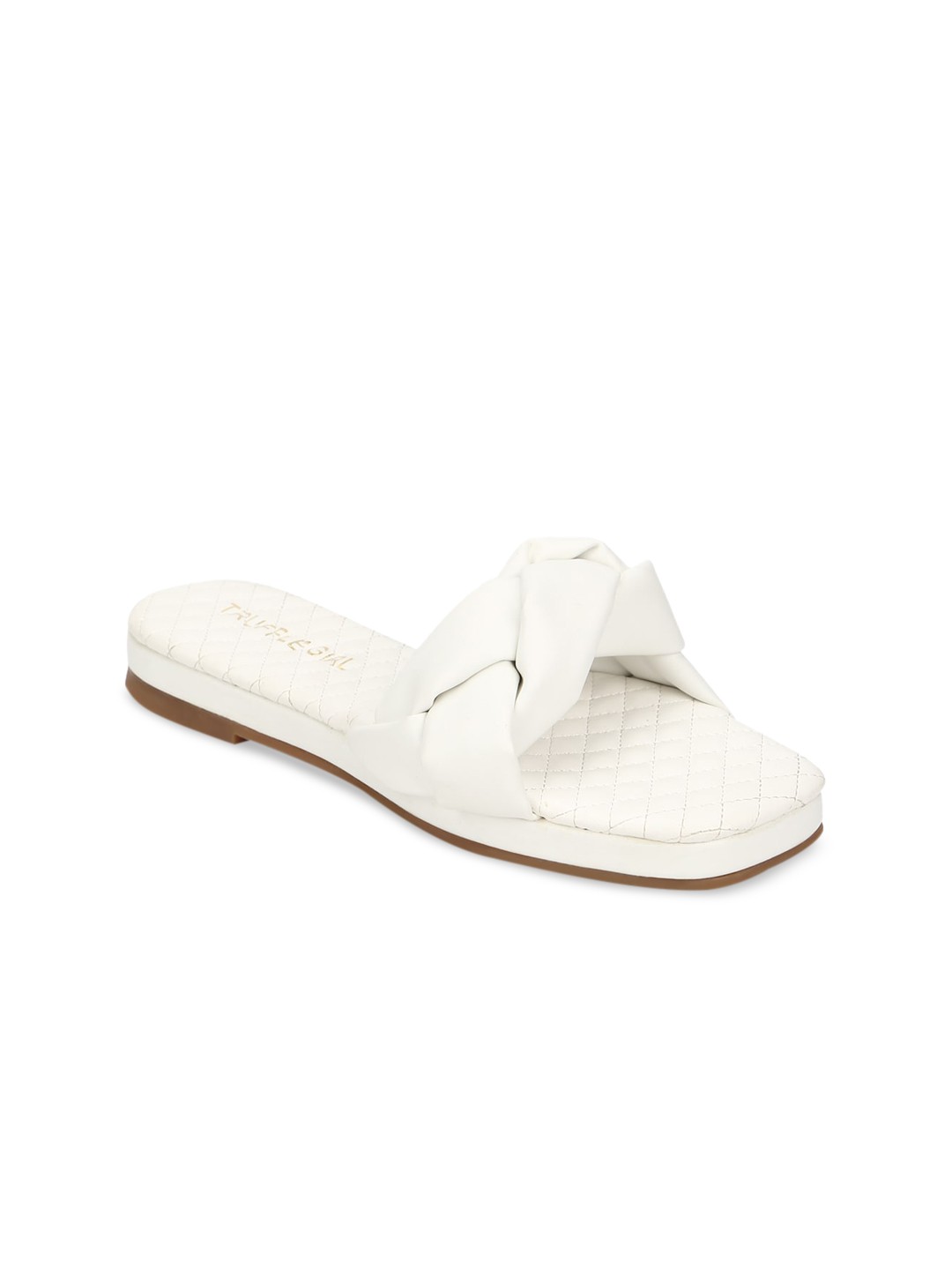 

Truffle Collection Women White Solid PU Mules