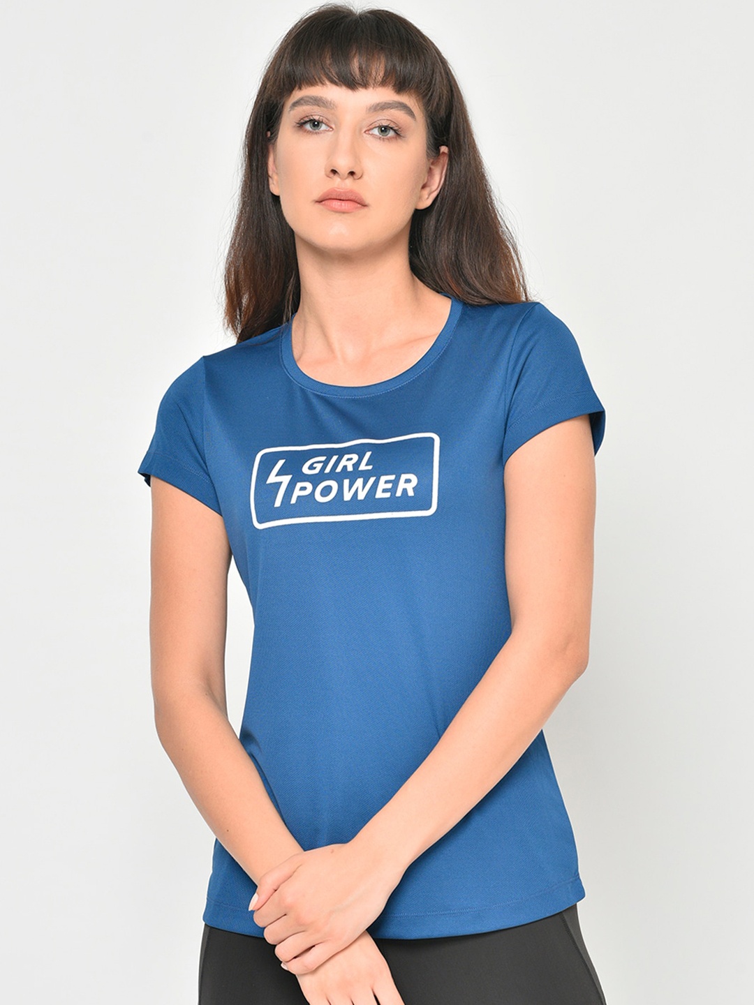 

PERFKT-U Women Blue Printed Round Neck T-shirt