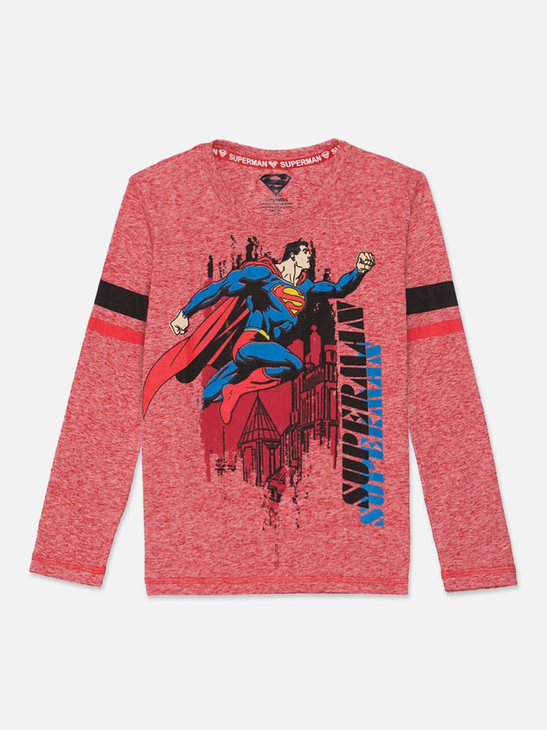

Kids Ville Boys Red Superman Printed Round Neck T-shirt
